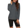 imageMAGCOMSEN Womens Quarter Zip Pullover Polar Fleece Sweatshirts Lightweight StandCollar Jacket Warm TopsDark Grey