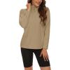 imageMAGCOMSEN Womens Quarter Zip Pullover Polar Fleece Sweatshirts Lightweight StandCollar Jacket Warm TopsKhaki