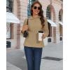 imageMAGCOMSEN Womens Quarter Zip Pullover Polar Fleece Sweatshirts Lightweight StandCollar Jacket Warm TopsKhaki
