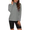 imageMAGCOMSEN Womens Quarter Zip Pullover Polar Fleece Sweatshirts Lightweight StandCollar Jacket Warm TopsLight Grey
