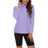 imageMAGCOMSEN Womens Quarter Zip Pullover Polar Fleece Sweatshirts Lightweight StandCollar Jacket Warm TopsLight Purple