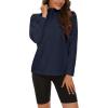 imageMAGCOMSEN Womens Quarter Zip Pullover Polar Fleece Sweatshirts Lightweight StandCollar Jacket Warm TopsNavy
