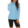 imageMAGCOMSEN Womens Quarter Zip Pullover Polar Fleece Sweatshirts Lightweight StandCollar Jacket Warm TopsWater Blue