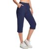 imageMAGCOMSEN Womens Hiking Pants Cargo Capris Lightweight Stretch Water Resistant Joggers with 5 Pockets for OutdoorNavy