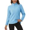 imageMAGCOMSEN Womens Quarter Zip Pullover Polar Fleece Sweatshirts Lightweight StandCollar Jacket Warm TopsWater Blue