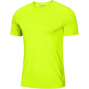 imageMAGCOMSEN Mens Short Sleeve UPF 50 TShirt Quick Dry Rash Guard Athletic Running Swim Top Tee Performance Water ShirtsFluorescent Green