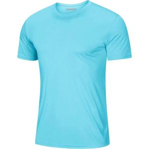 imageMAGCOMSEN Mens Short Sleeve UPF 50 TShirt Quick Dry Rash Guard Athletic Running Swim Top Tee Performance Water ShirtsIce Blue