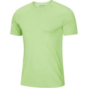 imageMAGCOMSEN Mens Short Sleeve UPF 50 TShirt Quick Dry Rash Guard Athletic Running Swim Top Tee Performance Water ShirtsLight Green