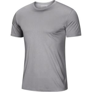 imageMAGCOMSEN Mens Short Sleeve UPF 50 TShirt Quick Dry Rash Guard Athletic Running Swim Top Tee Performance Water ShirtsLight Grey