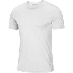 imageMAGCOMSEN Mens Short Sleeve UPF 50 TShirt Quick Dry Rash Guard Athletic Running Swim Top Tee Performance Water ShirtsWhite