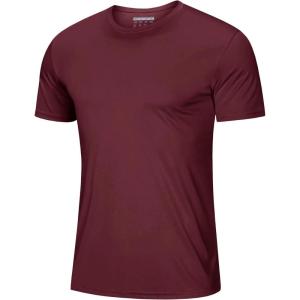 imageMAGCOMSEN Mens Short Sleeve UPF 50 TShirt Quick Dry Rash Guard Athletic Running Swim Top Tee Performance Water ShirtsWine