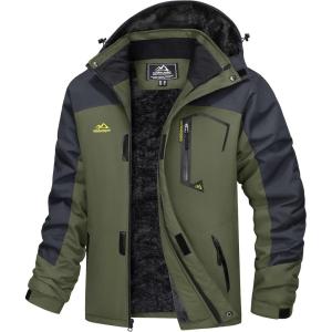 imageMAGCOMSEN Mens Winter Coats Water Resistant Ski Snow Jacket Warm Fleece Jacket Parka Raincoats With MultiPocketsArmy Green