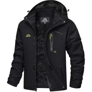 imageMAGCOMSEN Mens Winter Coats Water Resistant Ski Snow Jacket Warm Fleece Jacket Parka Raincoats With MultiPocketsBlack