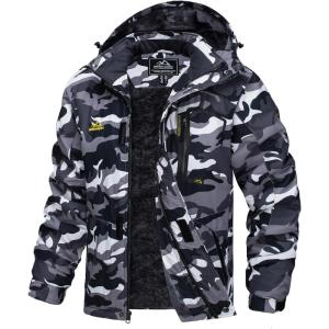 imageMAGCOMSEN Mens Winter Coats Water Resistant Ski Snow Jacket Warm Fleece Jacket Parka Raincoats With MultiPocketsBlack Camo