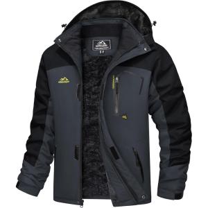 imageMAGCOMSEN Mens Winter Coats Water Resistant Ski Snow Jacket Warm Fleece Jacket Parka Raincoats With MultiPocketsBlack Grey