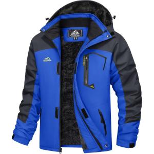 imageMAGCOMSEN Mens Winter Coats Water Resistant Ski Snow Jacket Warm Fleece Jacket Parka Raincoats With MultiPocketsBlue