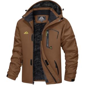 imageMAGCOMSEN Mens Winter Coats Water Resistant Ski Snow Jacket Warm Fleece Jacket Parka Raincoats With MultiPocketsCoffee
