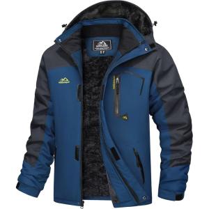 imageMAGCOMSEN Mens Winter Coats Water Resistant Ski Snow Jacket Warm Fleece Jacket Parka Raincoats With MultiPocketsDenim Blue