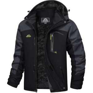 imageMAGCOMSEN Mens Winter Coats Water Resistant Ski Snow Jacket Warm Fleece Jacket Parka Raincoats With MultiPocketsGrey