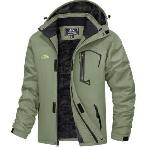 imageMAGCOMSEN Mens Winter Coats Water Resistant Ski Snow Jacket Warm Fleece Jacket Parka Raincoats With MultiPocketsGrey Green