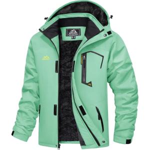 imageMAGCOMSEN Mens Winter Coats Water Resistant Ski Snow Jacket Warm Fleece Jacket Parka Raincoats With MultiPocketsMint Green