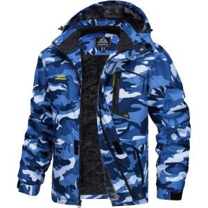 imageMAGCOMSEN Mens Winter Coats Water Resistant Ski Snow Jacket Warm Fleece Jacket Parka Raincoats With MultiPocketsSea Blue Camo