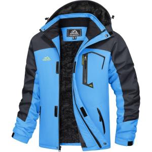 imageMAGCOMSEN Mens Winter Coats Water Resistant Ski Snow Jacket Warm Fleece Jacket Parka Raincoats With MultiPocketsSky Blue