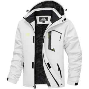 imageMAGCOMSEN Mens Winter Coats Water Resistant Ski Snow Jacket Warm Fleece Jacket Parka Raincoats With MultiPocketsWhite