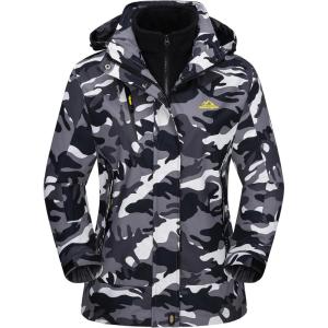imageMAGCOMSEN Womens 3in1 Winter Coats Snow Ski Jacket Waterproof Windproof Fleece Lined Winter Jacket ParkaBlack Camo