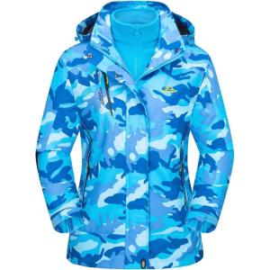 imageMAGCOMSEN Womens 3in1 Winter Coats Snow Ski Jacket Waterproof Windproof Fleece Lined Winter Jacket ParkaBlue Camo