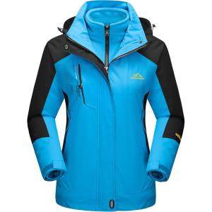 imageMAGCOMSEN Womens 3in1 Winter Coats Snow Ski Jacket Waterproof Windproof Fleece Lined Winter Jacket ParkaLake Blue