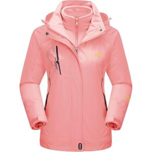 imageMAGCOMSEN Womens 3in1 Winter Coats Snow Ski Jacket Waterproof Windproof Fleece Lined Winter Jacket ParkaPink