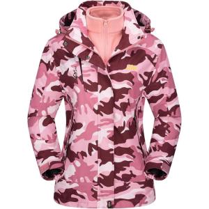 imageMAGCOMSEN Womens 3in1 Winter Coats Snow Ski Jacket Waterproof Windproof Fleece Lined Winter Jacket ParkaPink Camo