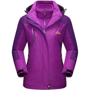 imageMAGCOMSEN Womens 3in1 Winter Coats Snow Ski Jacket Waterproof Windproof Fleece Lined Winter Jacket ParkaPurple