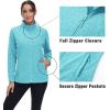 imageMAGCOMSEN Fleece Jacket Women Zip UP Lightweight Soft Polar Warm Winter Jackets for Women with Pockets Outdoor HikingBaqua Blue
