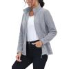 imageMAGCOMSEN Fleece Jacket Women Zip UP Lightweight Soft Polar Warm Winter Jackets for Women with Pockets Outdoor HikingLight Grey