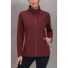 imageMAGCOMSEN Fleece Jacket Women Zip UP Lightweight Soft Polar Warm Winter Jackets for Women with Pockets Outdoor HikingWine Red