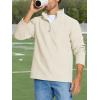 imageMAGCOMSEN Mens QuarterZip Pullover Polar Fleece Sweatshirt Stand Collar Long Sleeve Shirt for Men Thermal Winter FallBeige
