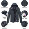 imageMAGCOMSEN Mens Winter Coats Ski Snow Rain Jackets Water Resistant with Hood Warm Fleece Parka Hiking Fishing WorkDark Grey