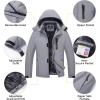 imageMAGCOMSEN Mens Winter Coats Ski Snow Rain Jackets Water Resistant with Hood Warm Fleece Parka Hiking Fishing WorkLight Grey