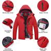 imageMAGCOMSEN Mens Winter Coats Ski Snow Rain Jackets Water Resistant with Hood Warm Fleece Parka Hiking Fishing WorkRed
