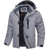 imageMAGCOMSEN Mens Winter Coats Ski Snow Rain Jackets Water Resistant with Hood Warm Fleece Parka Hiking Fishing WorkLight Grey