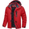 imageMAGCOMSEN Mens Winter Coats Ski Snow Rain Jackets Water Resistant with Hood Warm Fleece Parka Hiking Fishing WorkRed