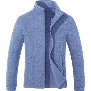 imageMAGCOMSEN Fleece Jacket Women Zip UP Lightweight Soft Polar Warm Winter Jackets for Women with Pockets Outdoor HikingGrey Blue