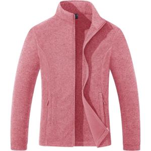 imageMAGCOMSEN Fleece Jacket Women Zip UP Lightweight Soft Polar Warm Winter Jackets for Women with Pockets Outdoor HikingGrey Pink