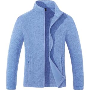 imageMAGCOMSEN Fleece Jacket Women Zip UP Lightweight Soft Polar Warm Winter Jackets for Women with Pockets Outdoor HikingLight Blue