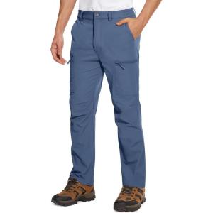 imageMAGCOMSEN Mens Hiking Pants 6 PocketsWater Resistant Ripstop Outdoor PantsLightweight Quick Dry Fishing Work PantsBlue Grey