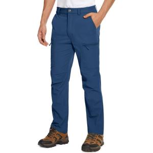 imageMAGCOMSEN Mens Hiking Pants 6 PocketsWater Resistant Ripstop Outdoor PantsLightweight Quick Dry Fishing Work PantsBright Blue