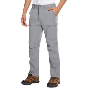 imageMAGCOMSEN Mens Hiking Pants 6 PocketsWater Resistant Ripstop Outdoor PantsLightweight Quick Dry Fishing Work PantsLight Grey