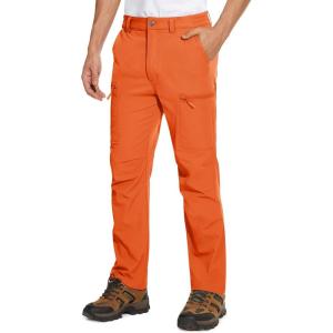 imageMAGCOMSEN Mens Hiking Pants 6 PocketsWater Resistant Ripstop Outdoor PantsLightweight Quick Dry Fishing Work PantsOrange
